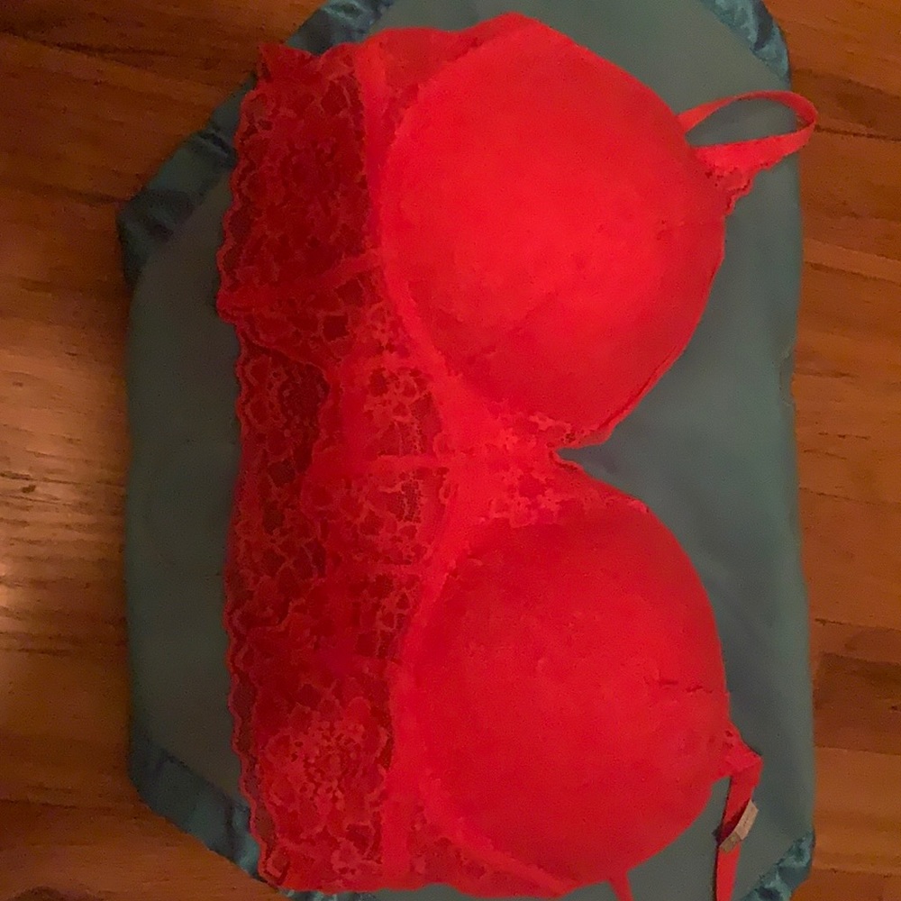 Pink lace push up bra